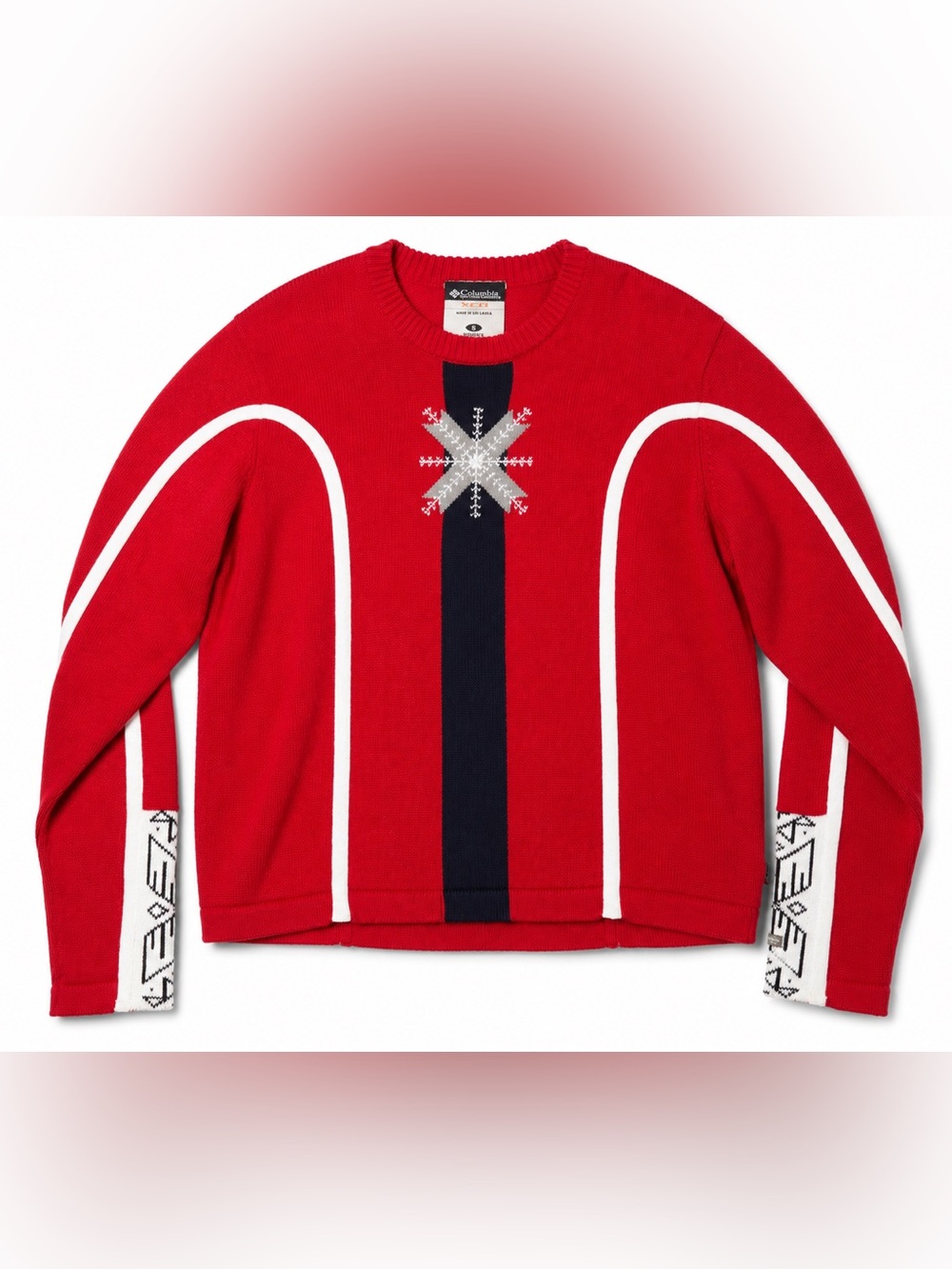 Columbia XCO Women’s Small Red Snowflake Ski Sweater Nordic Gorpcore Pullover
